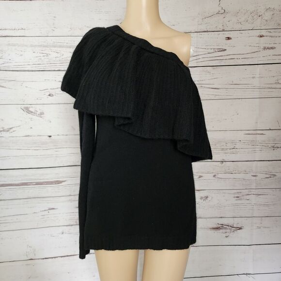 Aqua 100% Cashmere One Shoulder Sweater Medium NWT - Picture 3 of 8